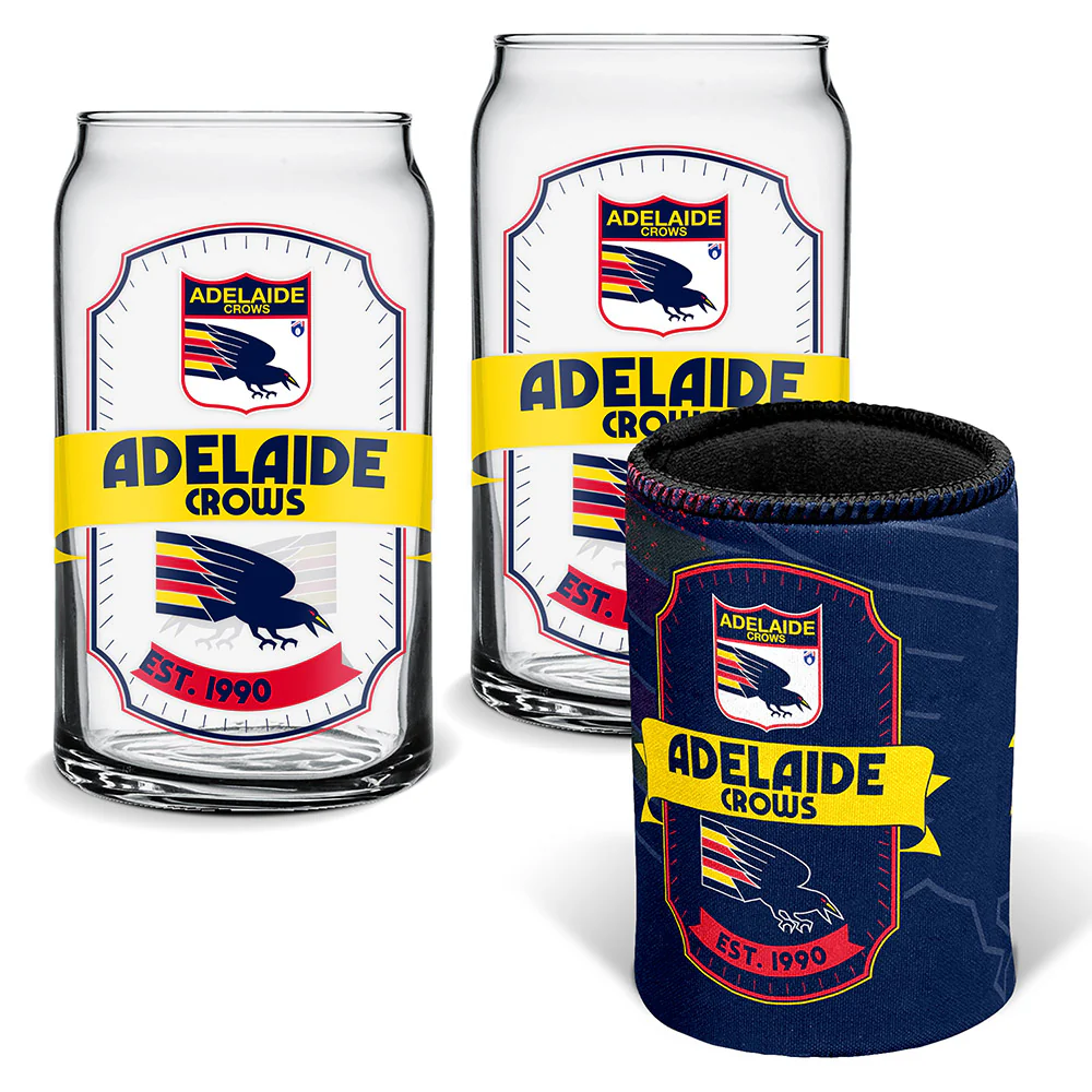 Adelaide Crows Can Glasses & Can Cooler