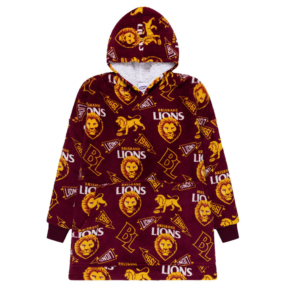 Brisbane Lions Adult Sherpie Oversized Fleece Hoodie - Image 11