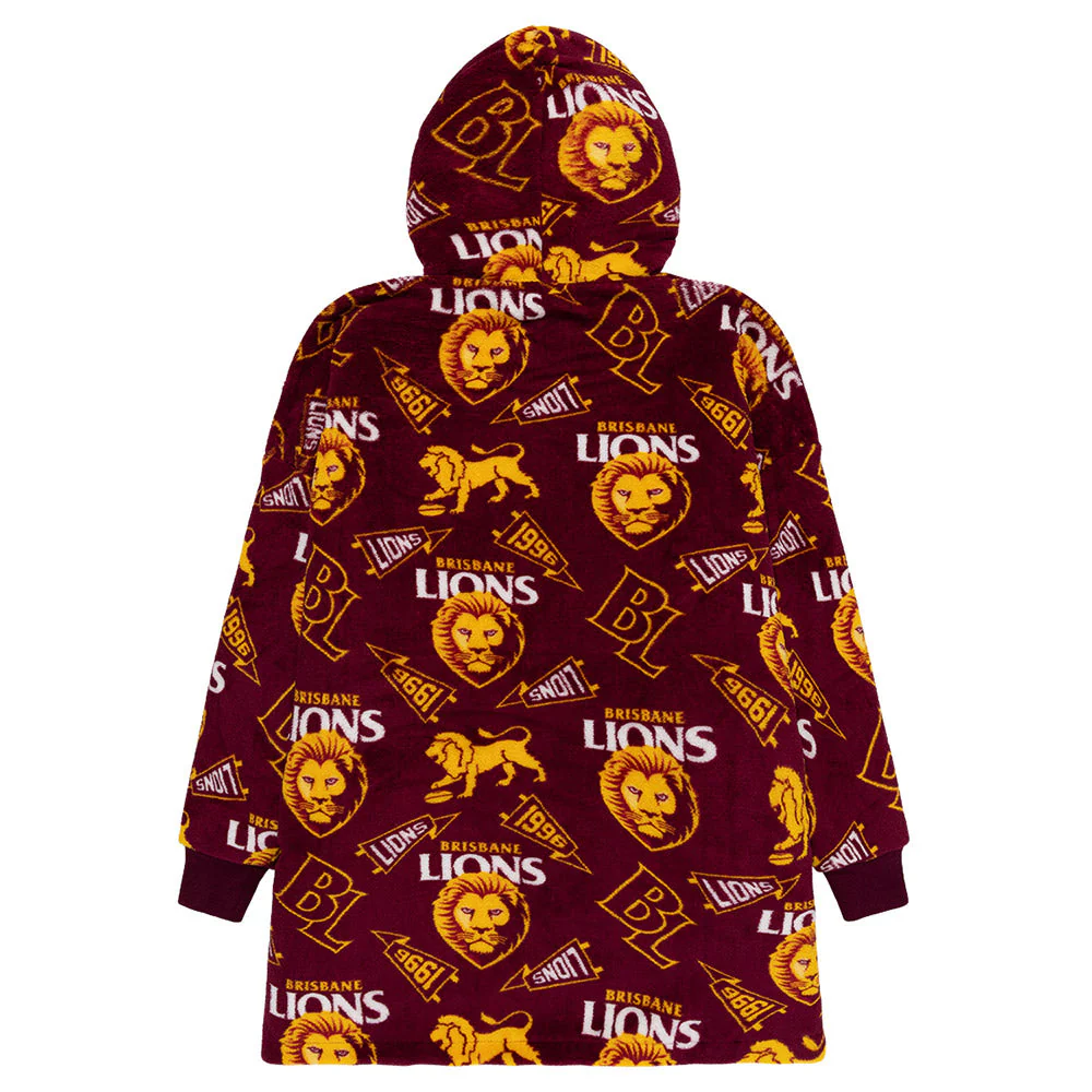 Brisbane Lions Adult Sherpie Oversized Fleece Hoodie - Image 9