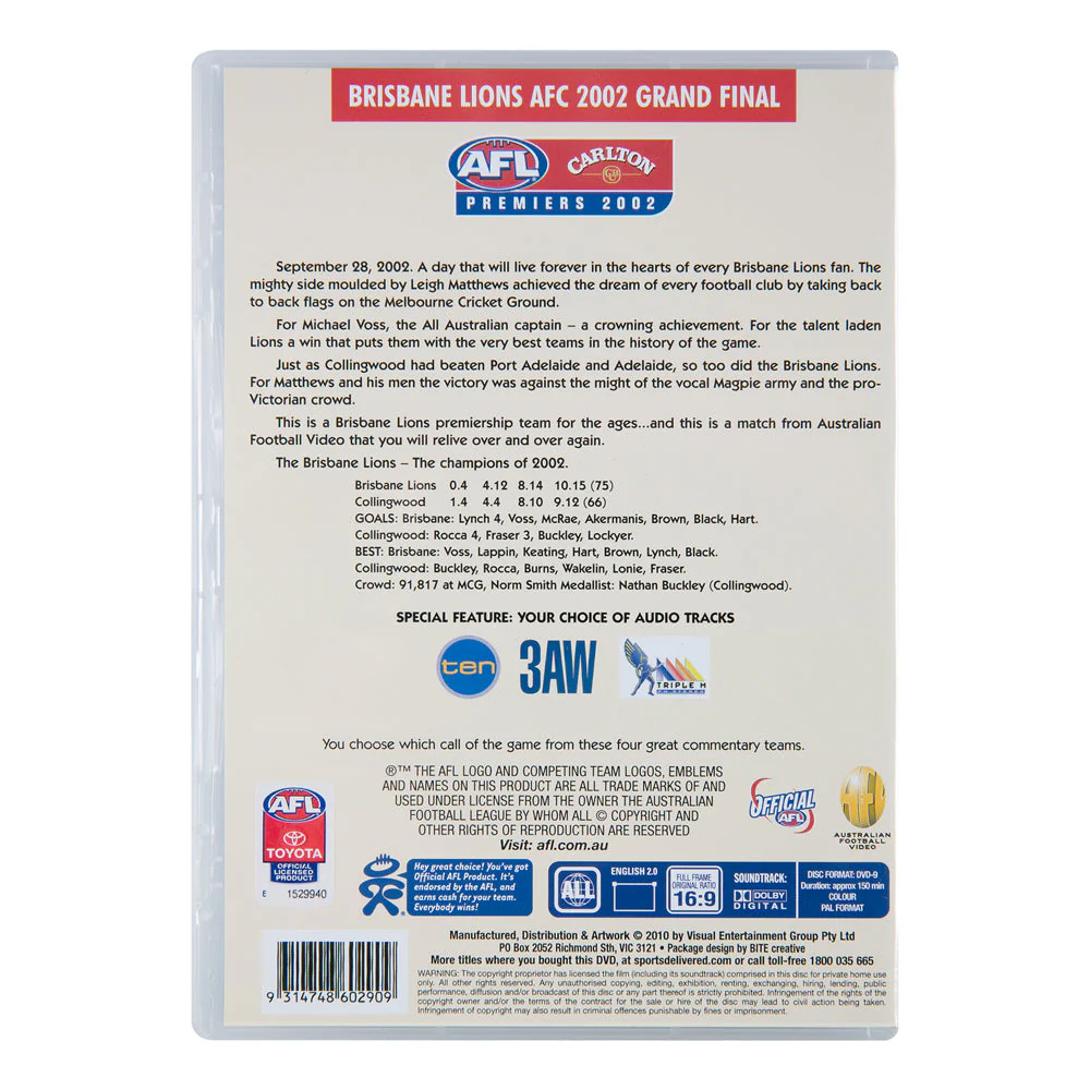 Brisbane Lions 2002 Premiers Dvd - Image 4
