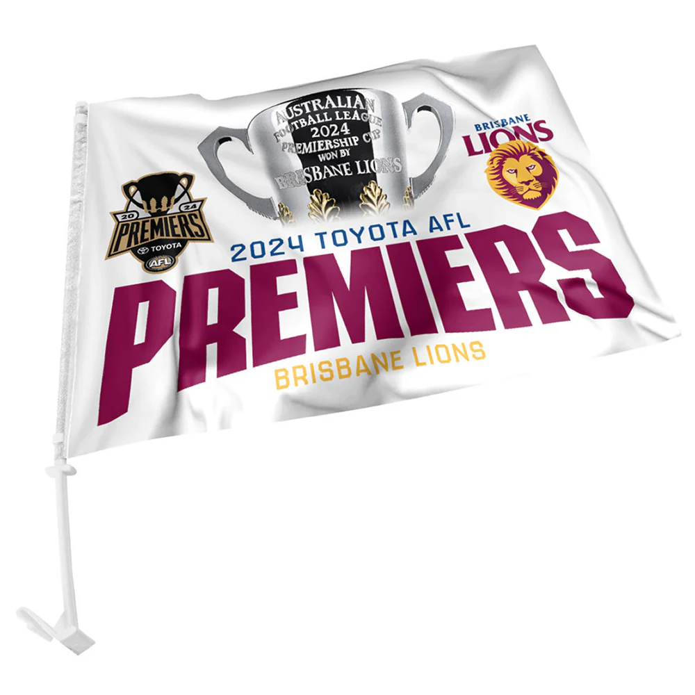 Brisbane Lions 2024 Premiers Car Flag