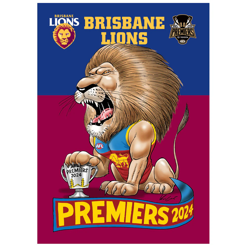 Brisbane Lions 2024 Premiers Mark Knight A6 Sticker - Image 2