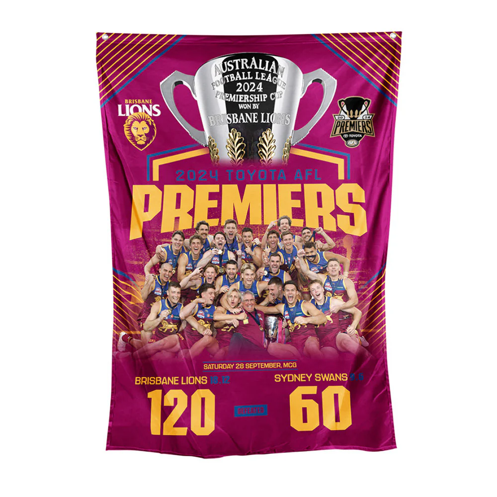 Brisbane Lions 2024 Premiers Team Wall Flag - Image 2