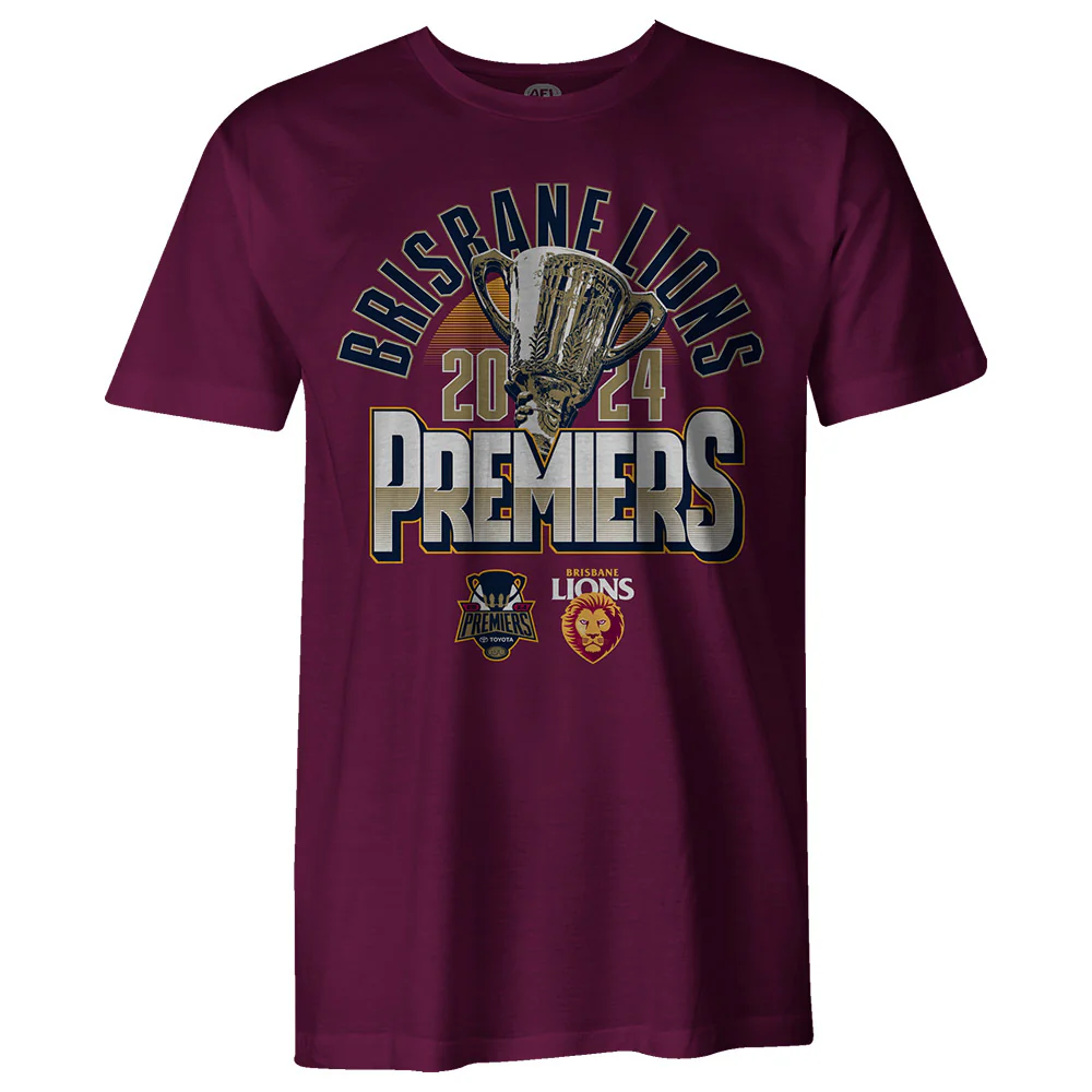 Brisbane Lions 2024 Premiers Trophy Adults Tee