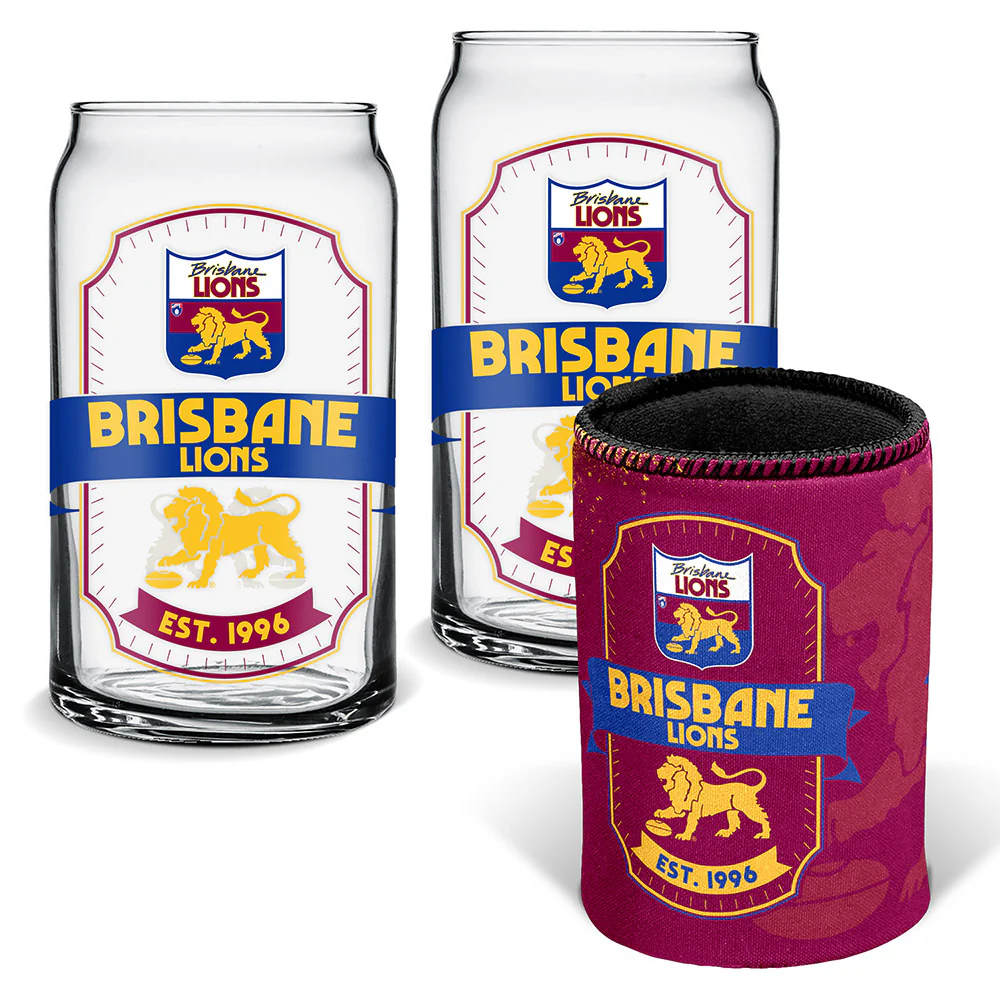 Brisbane Lions Can Glasses & Can Cooler