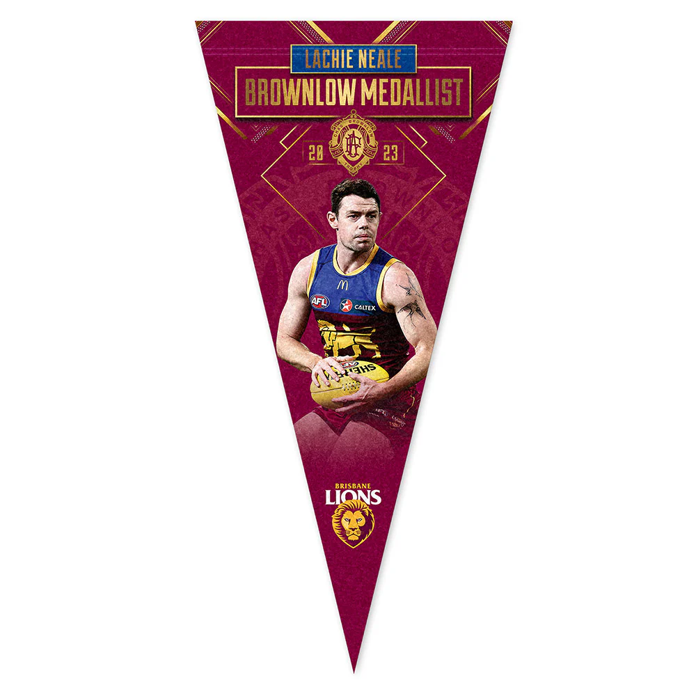 Brisbane Lions Lachie Neale 2023 Brownlow Medal Pennant