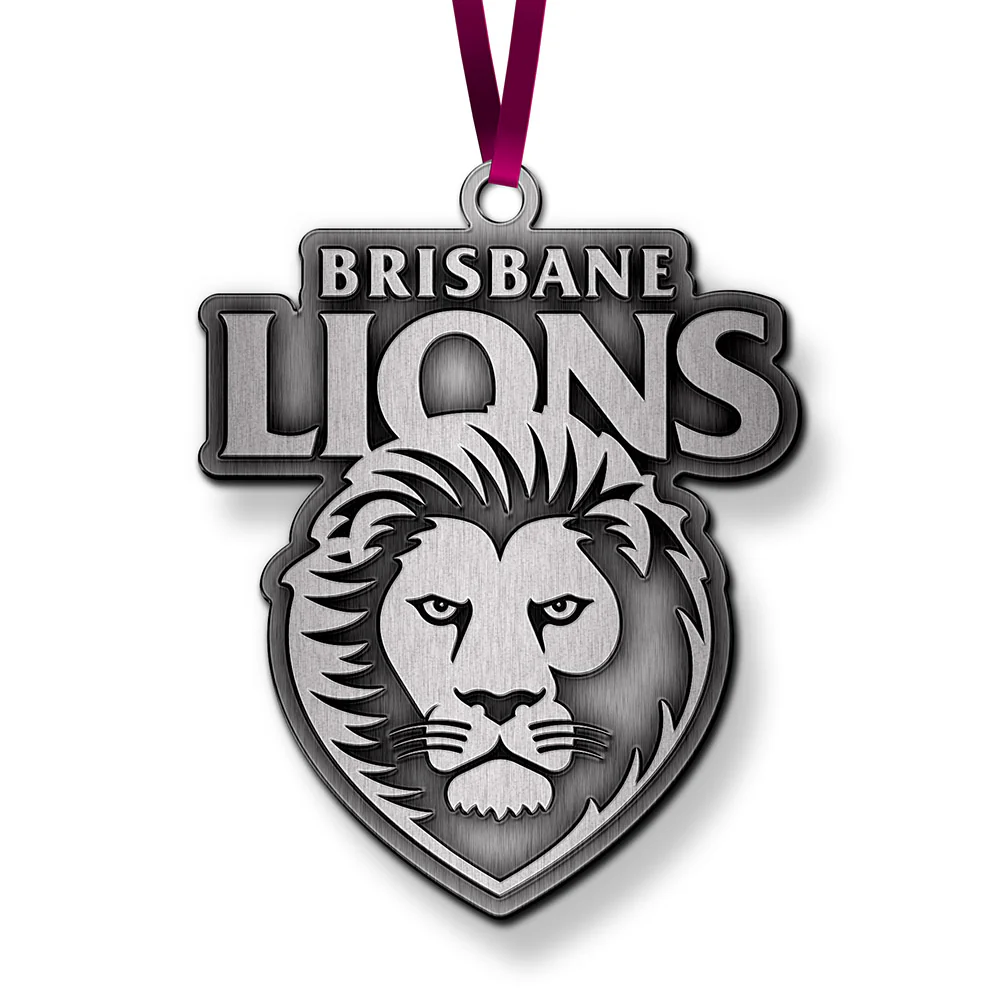 Brisbane Lions Metal Christmas Baubles Ornaments