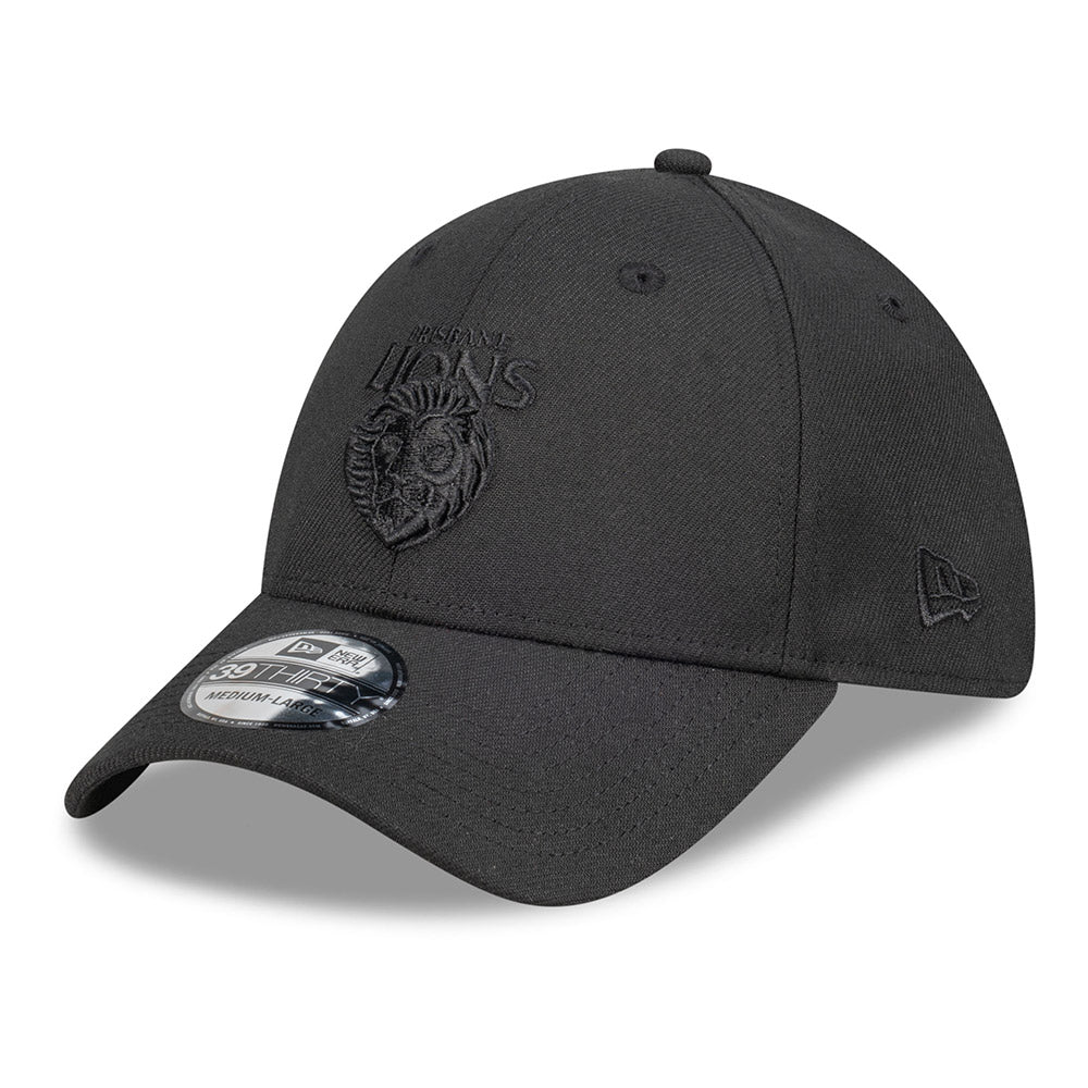 Brisbane Lions New Era 39thirty Black On Black Cap