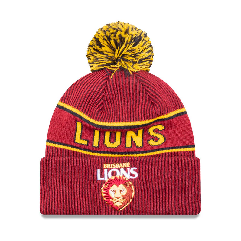 Brisbane Lions New Era Wordmark Stripe Beanie - Image 3