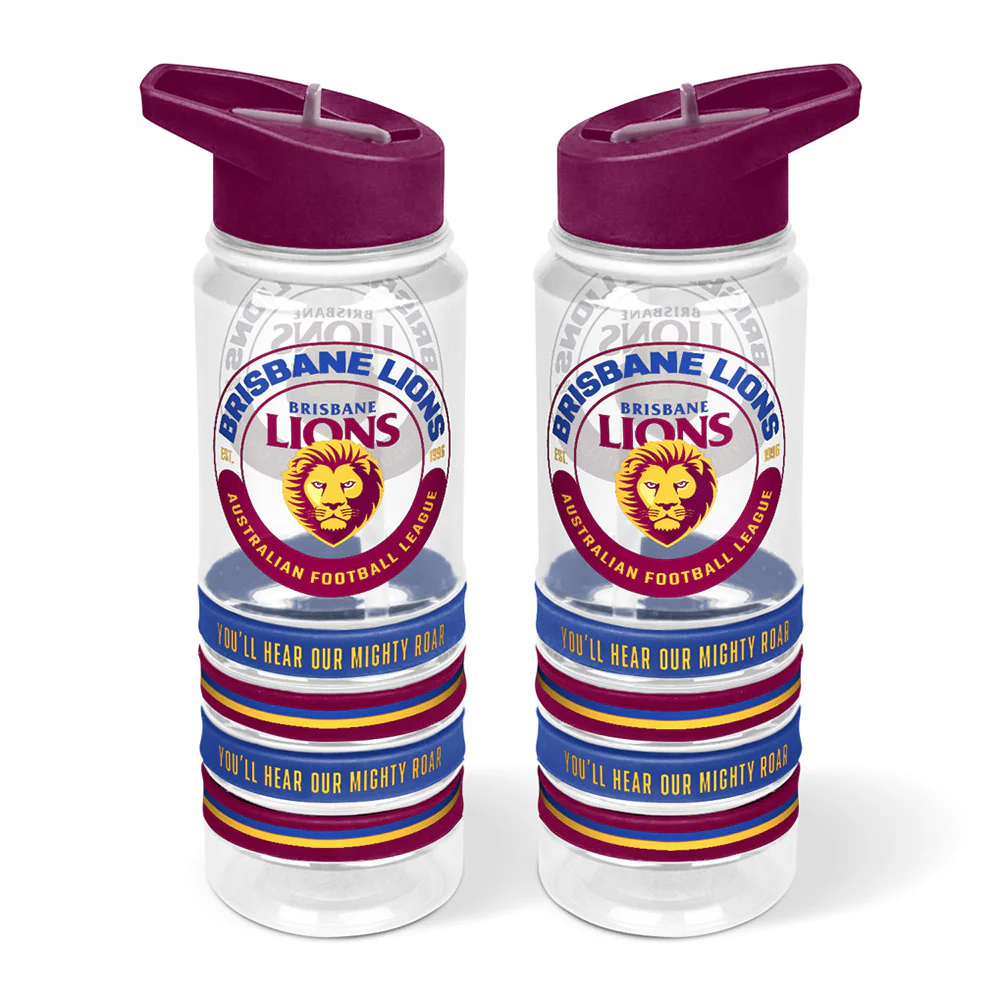 Brisbane Lions Quad Bands Tritan Drink Bottle - Image 2