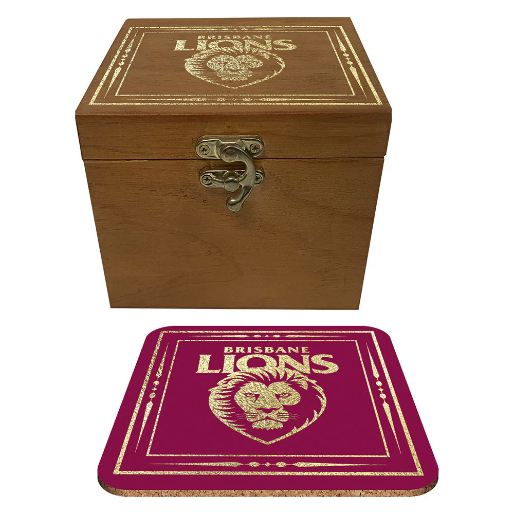 Brisbane Lions Set Of 4 Cork Coasters In Box - Image 3
