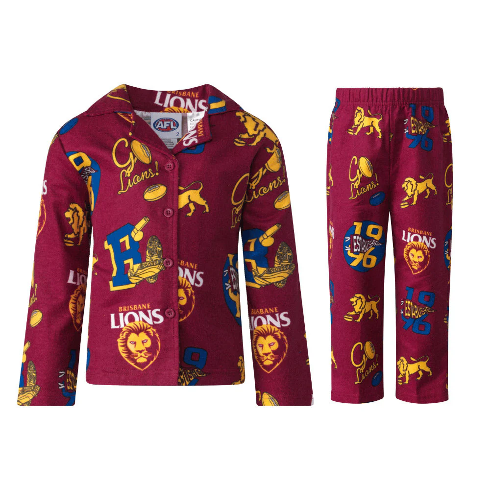 Brisbane Lions Toddlers Flannel Pyjama Set - Image 3