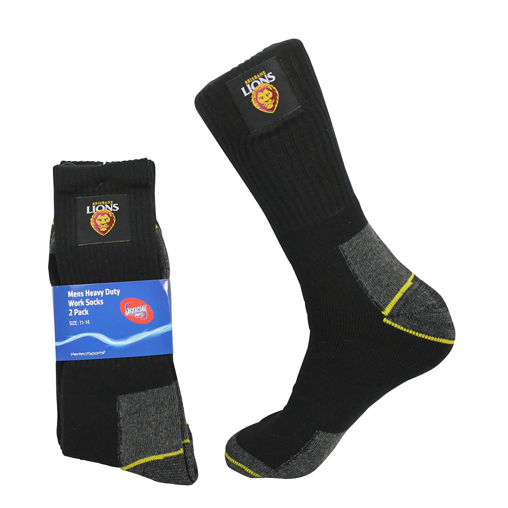 Brisbane Lions Work Socks 2-Pack