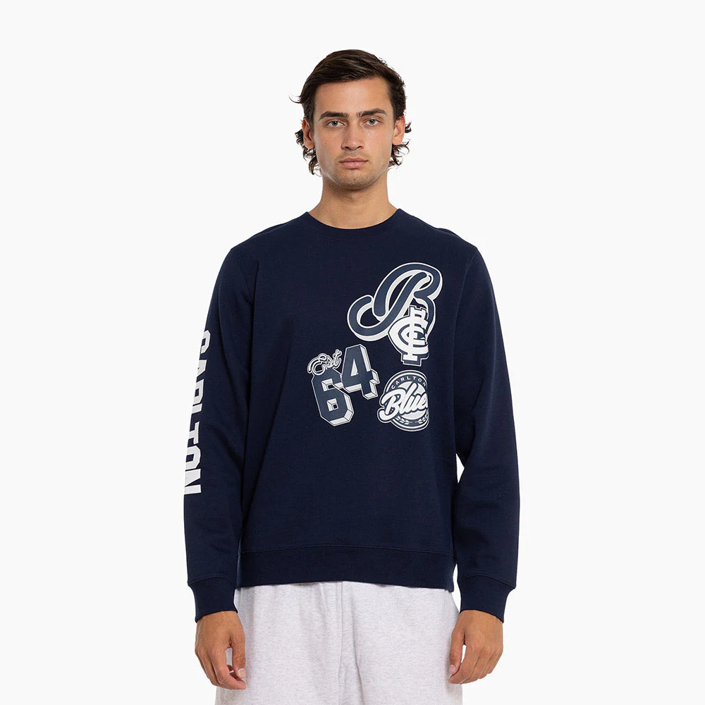 Carlton Mens Patchwork Crew Sweater