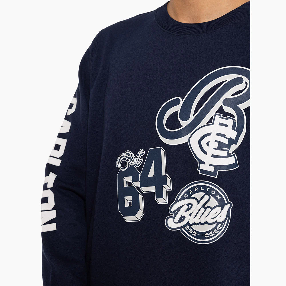 Carlton Mens Patchwork Crew Sweater - Image 6