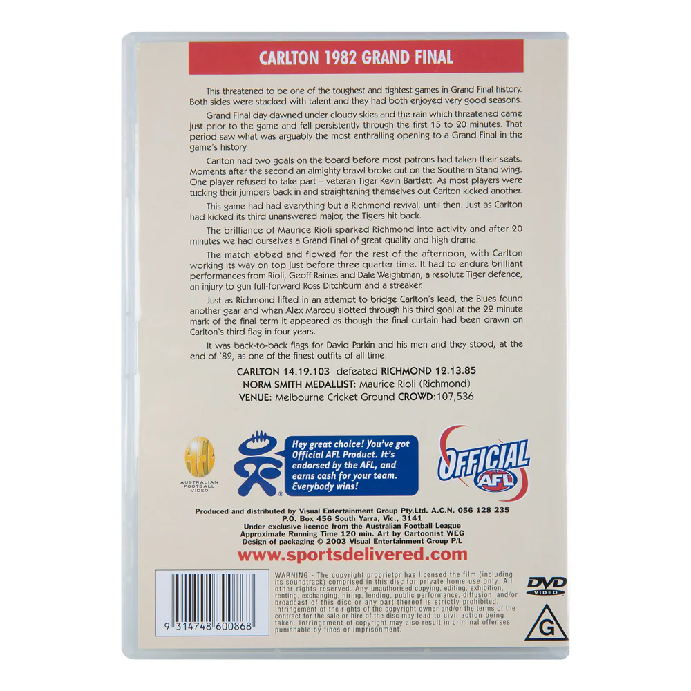 Carlton 1982 Premiers Dvd - Image 2