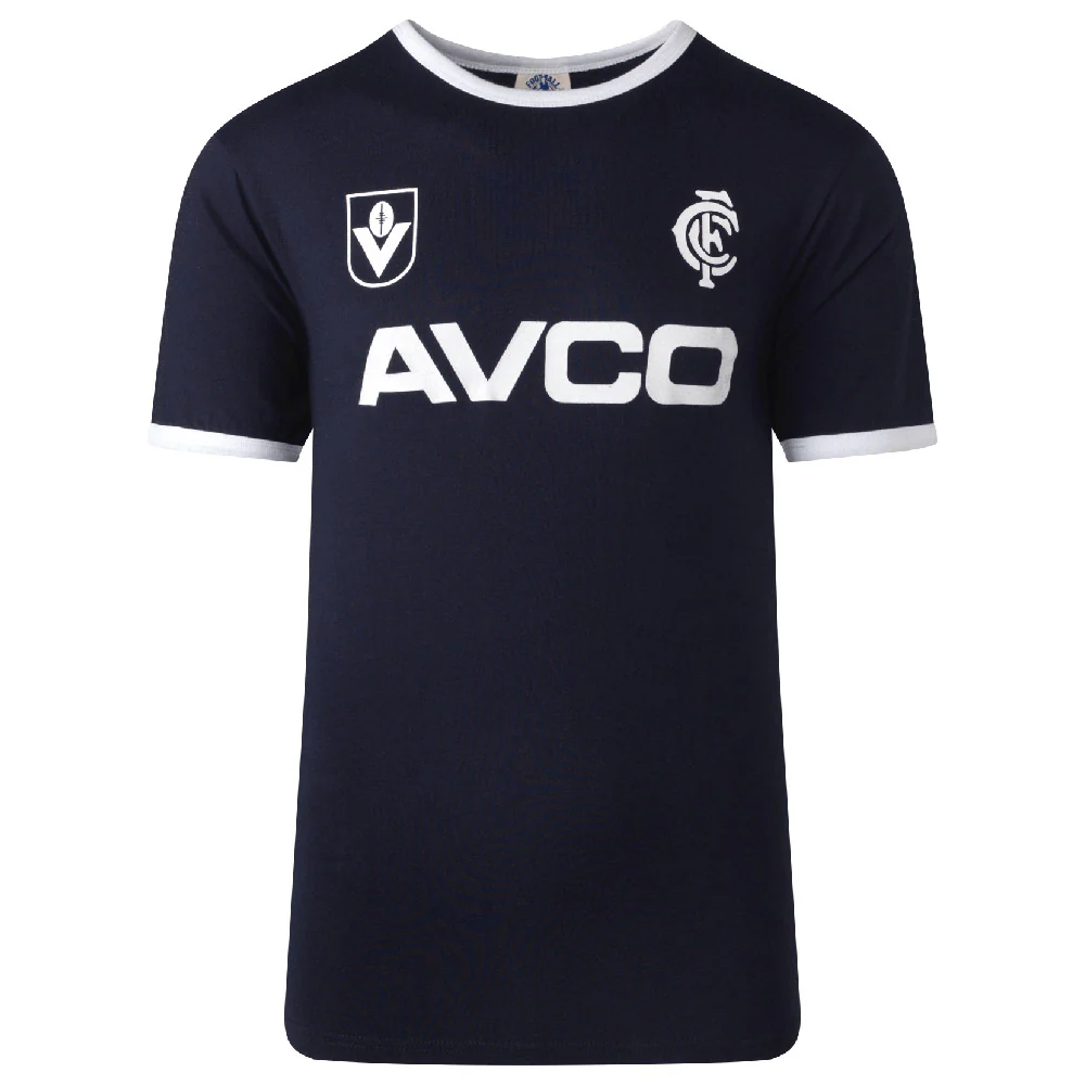 Carlton Mens Navy Throwback Tee