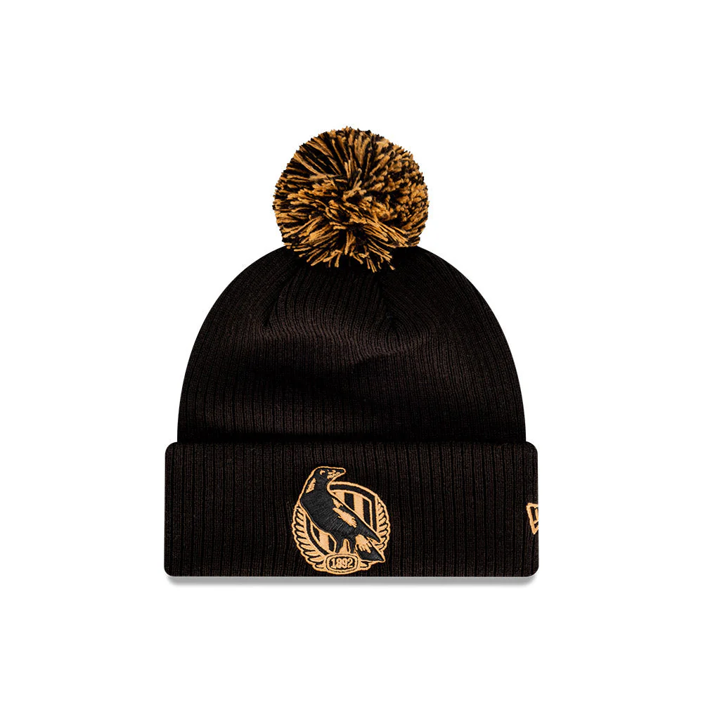 Collingwood New Era Black Wheat Knitted Beanie - Image 3