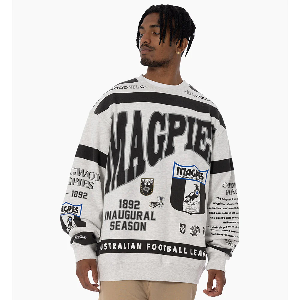 Collingwood Magpies Mitchell & Ness Team Crew Fleece