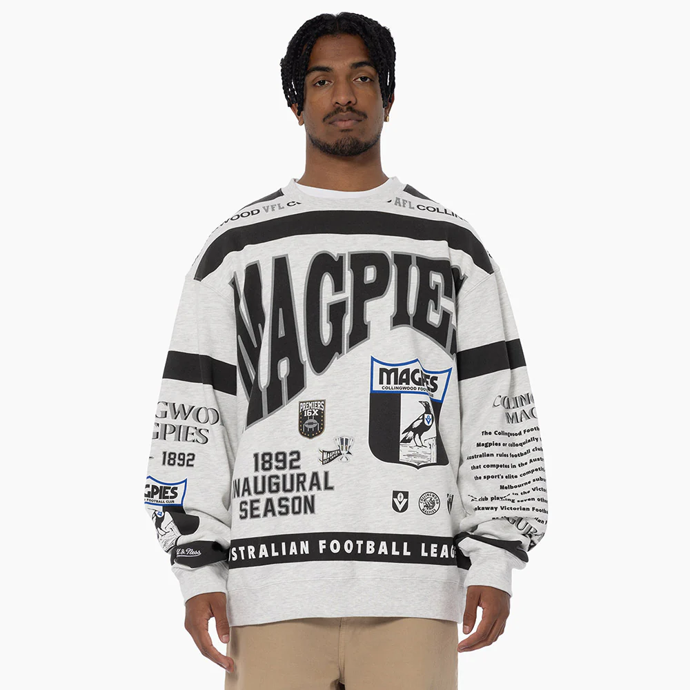 Collingwood Magpies Mitchell & Ness Team Crew Fleece - Image 4
