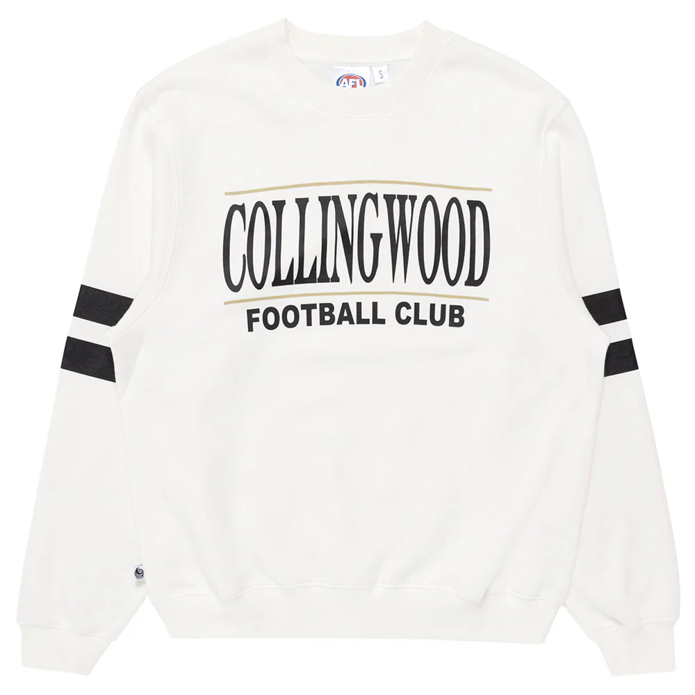 Collingwood Womens Stripe Sleeve Crew