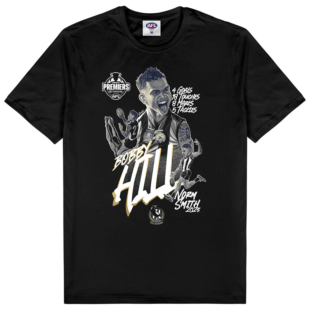 Collingwood 2023 Premiers Grange Bobby Hill Adults Tee - Image 3