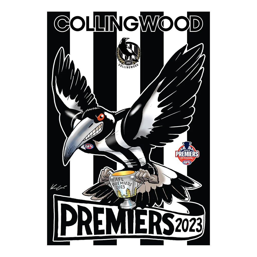 Collingwood 2023 Premiers Mark Knight A6 Sticker - Image 2