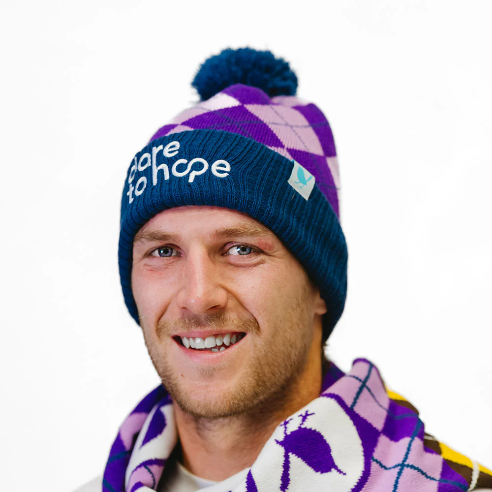 Dare To Hope Purple Harlequin Beanie - Image 2