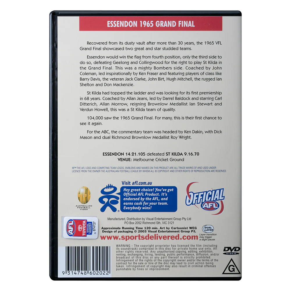 Essendon 1965 Premiers Dvd - Image 2