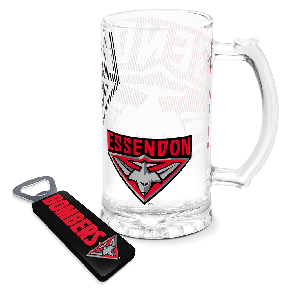 Essendon Bombers Stein Glass & Opener Gift Pack