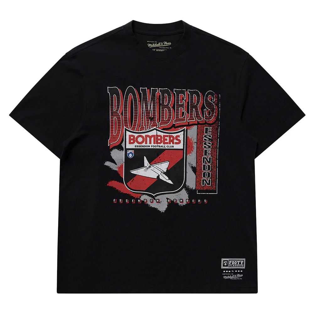 Essendon Bomber Mitchell & Ness Adults Vintage Brush Off Tee