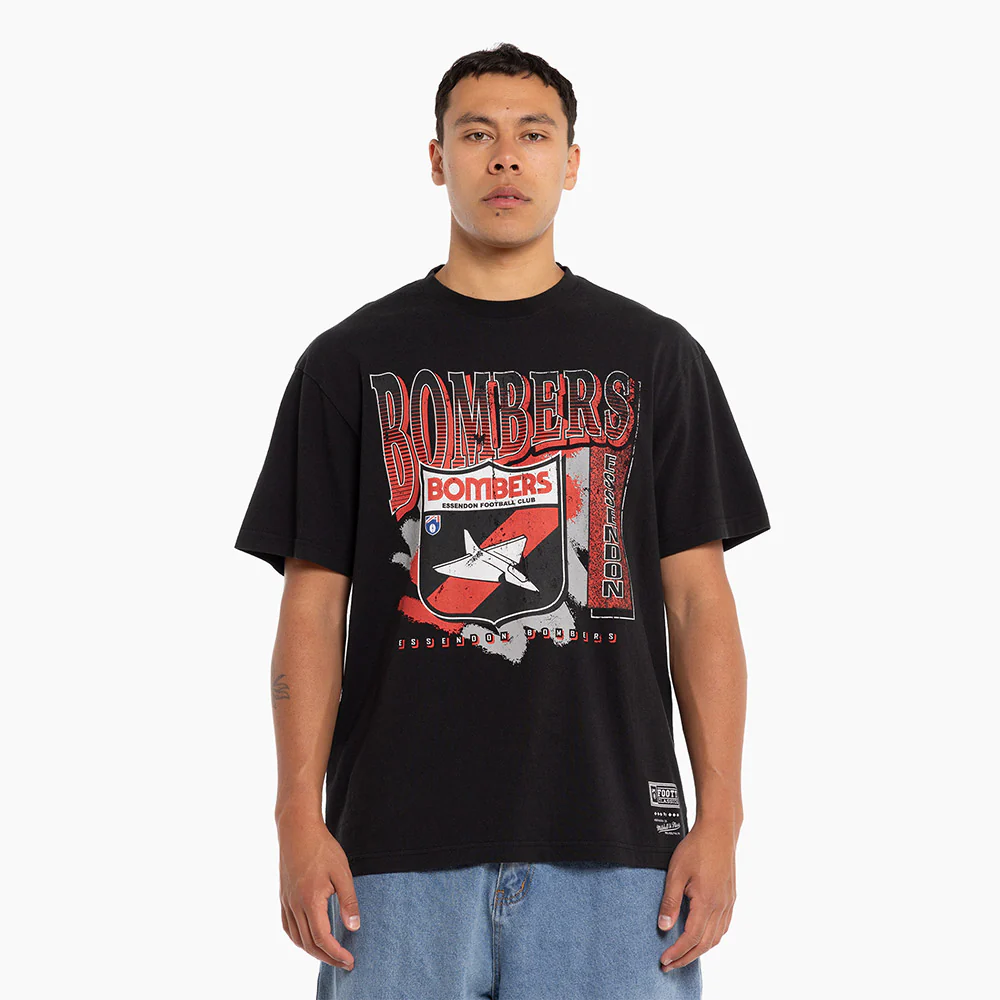 Essendon Bomber Mitchell & Ness Adults Vintage Brush Off Tee - Image 3