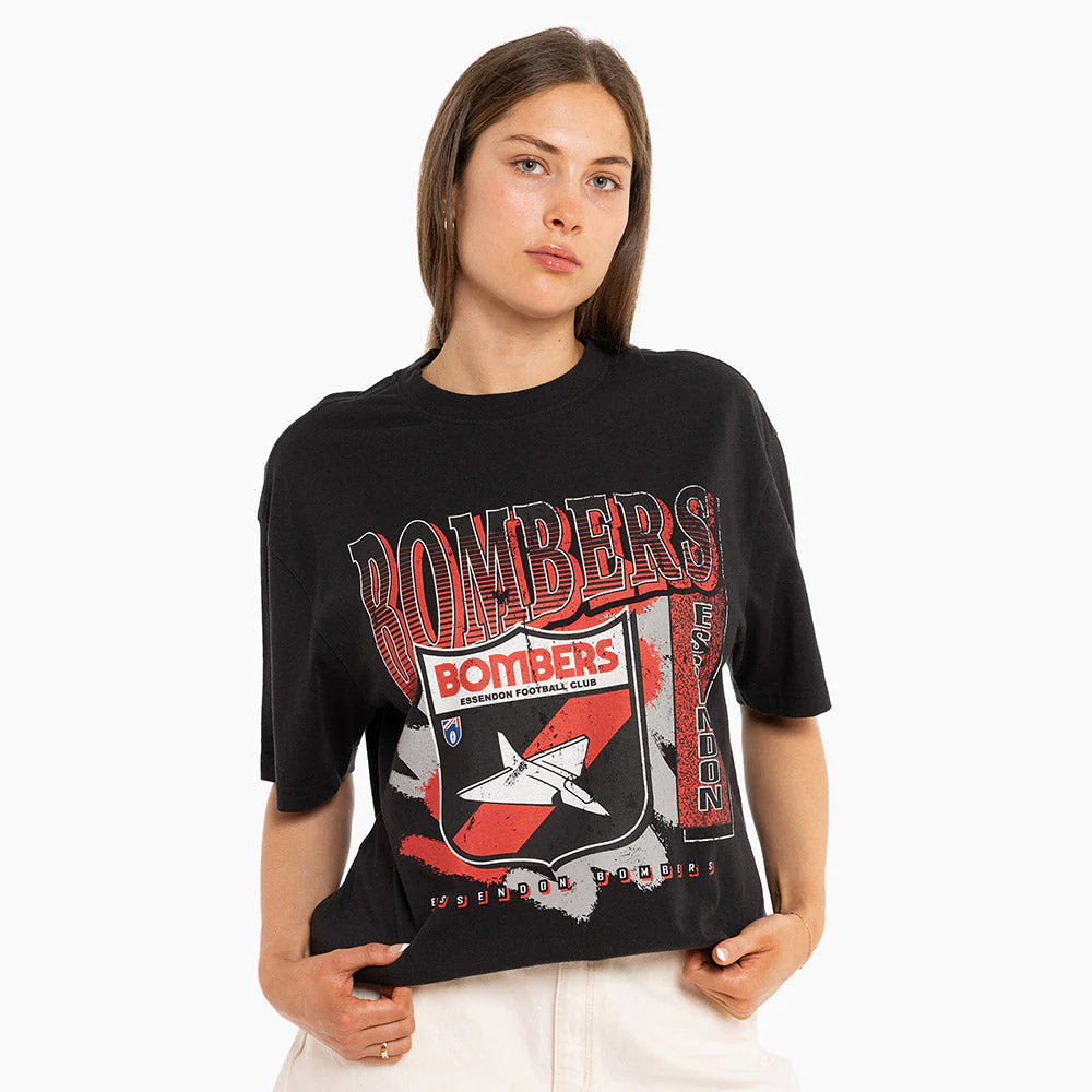 Essendon Bomber Mitchell & Ness Adults Vintage Brush Off Tee - Image 8