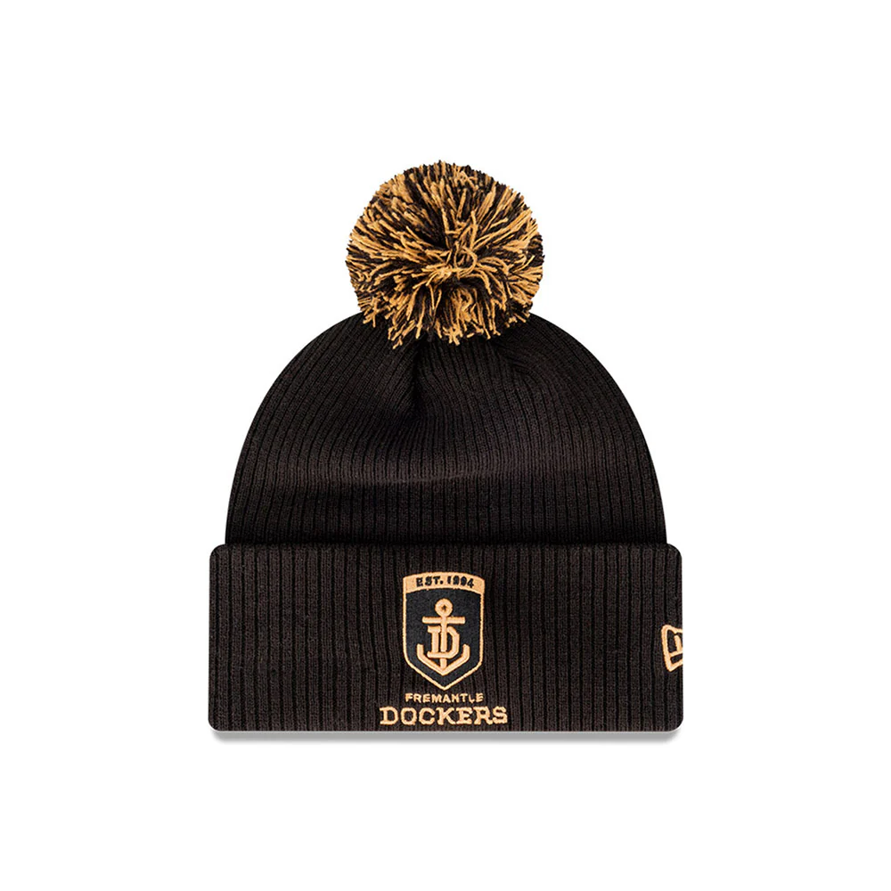 Fremantle Dockers New Era Black Wheat Knitted Beanie - Image 2