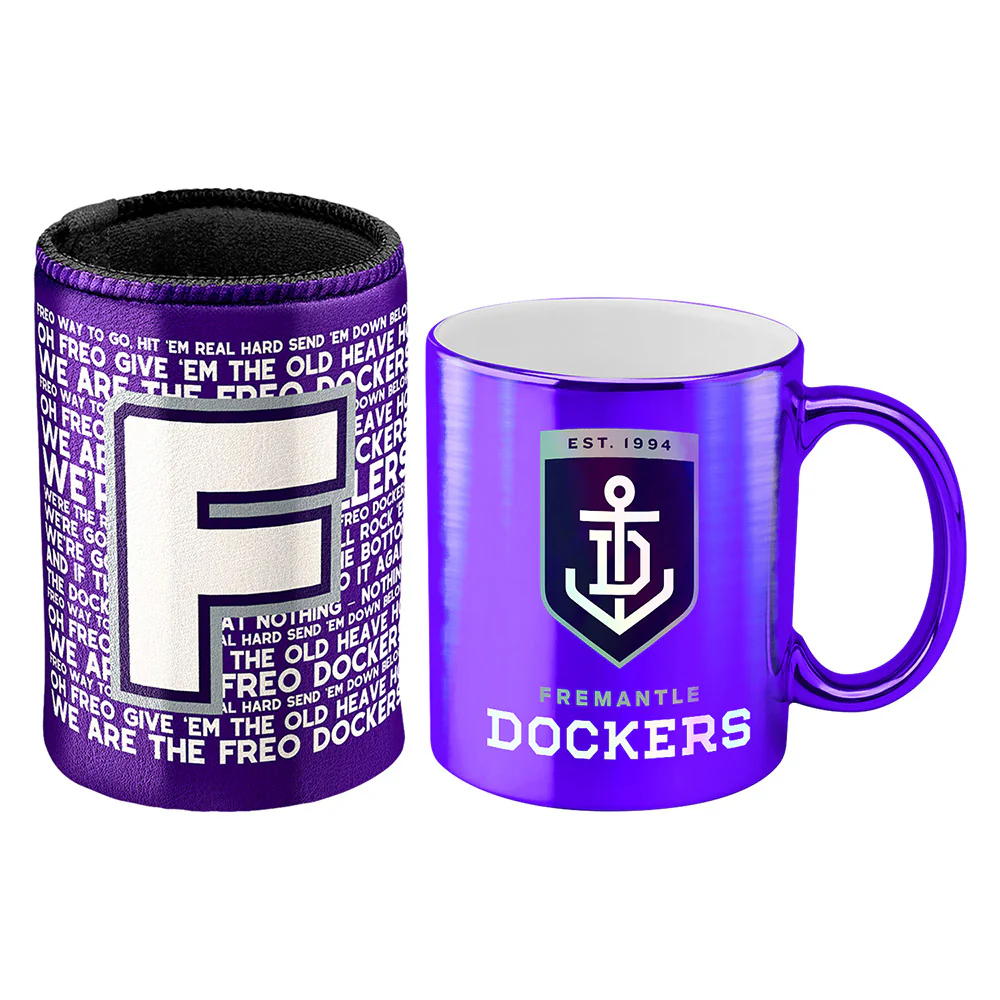 Fremantle Dockers Metallic Can Cooler And Mug Pack