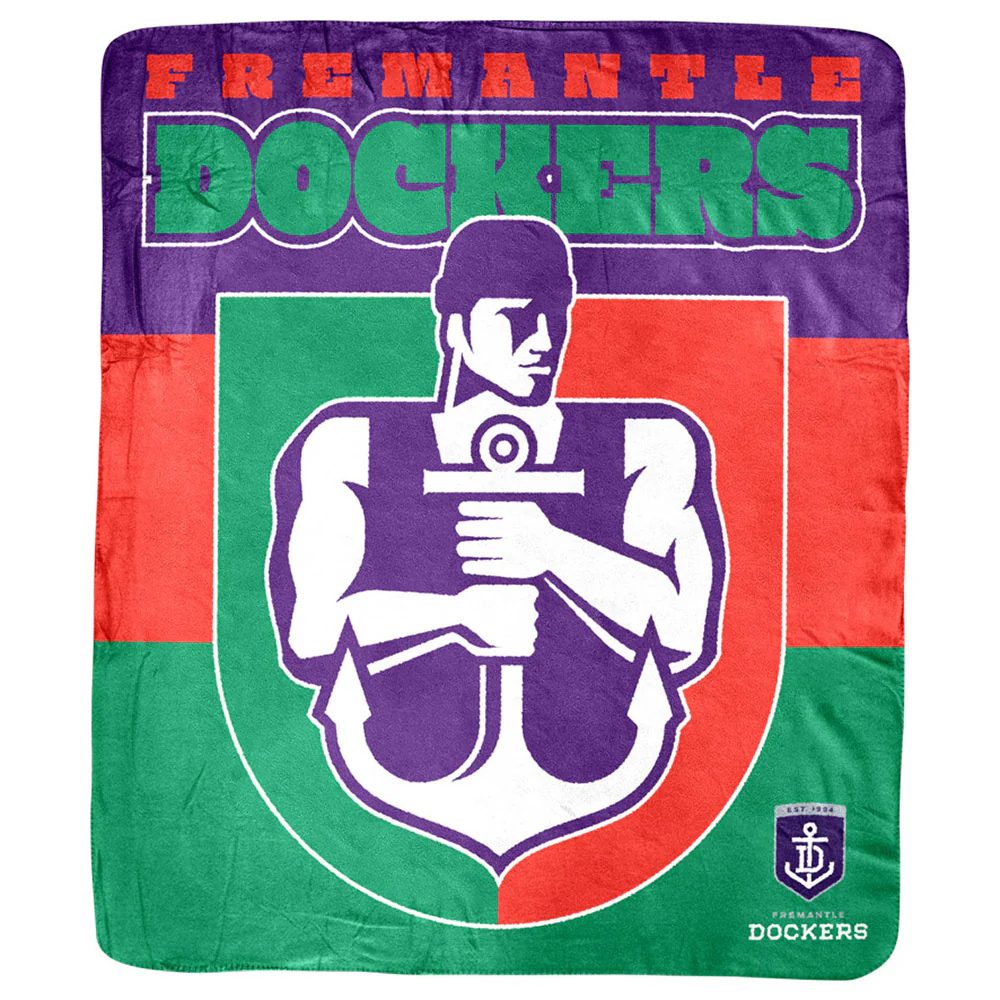 Fremantle Dockers Retro Mascot Coral Fleece Throw Rug - Image 2