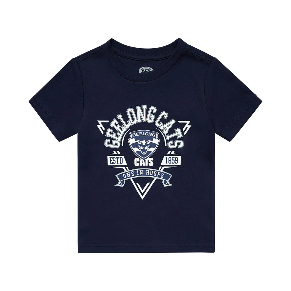 Geelong Cats Kids Banner Tee Top