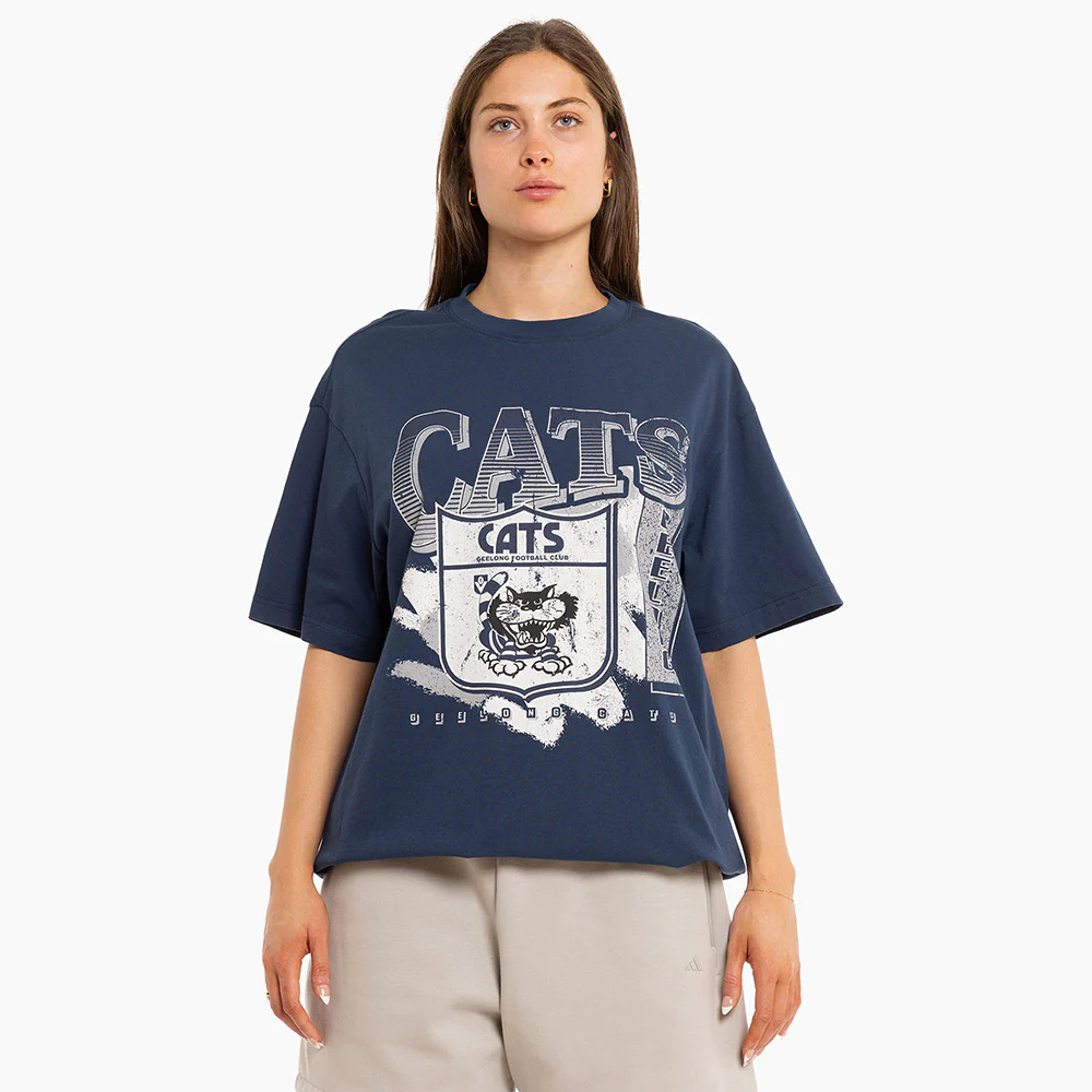 Geelong Cats Mitchell & Ness Adults Vintage Brush Off Tee - Image 4