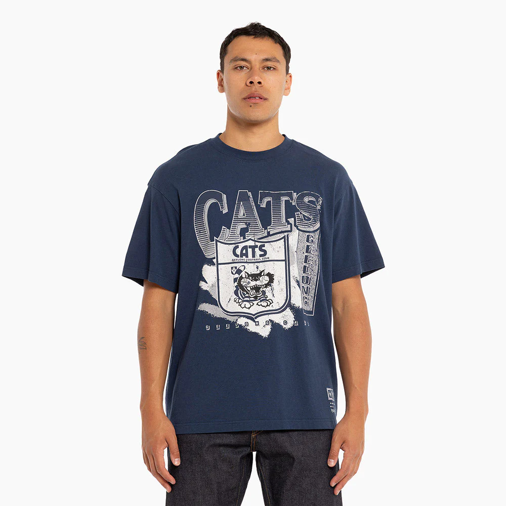 Geelong Cats Mitchell & Ness Adults Vintage Brush Off Tee - Image 7