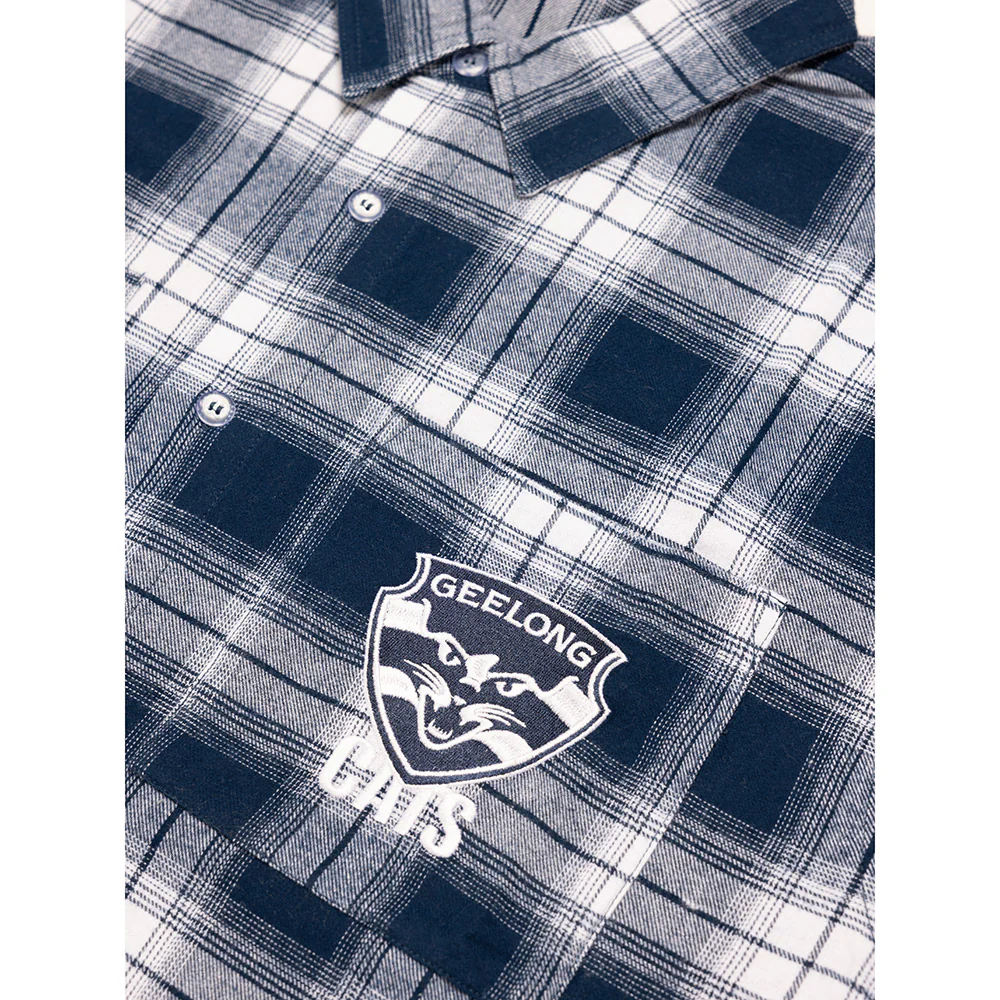 Geelong Cats Mens Check Flannel Shirt - Image 3