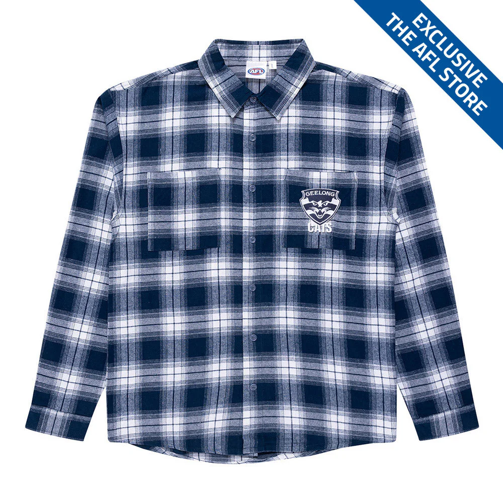Geelong Cats Mens Check Flannel Shirt - Image 6