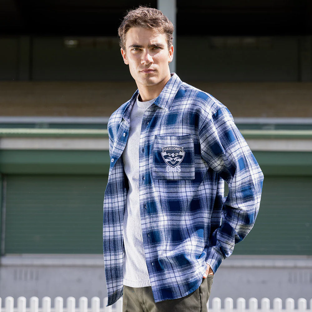 Geelong Cats Mens Check Flannel Shirt - Image 9
