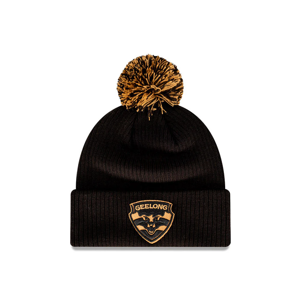 Geelong Cats New Era Black Wheat Knitted Beanie - Image 3