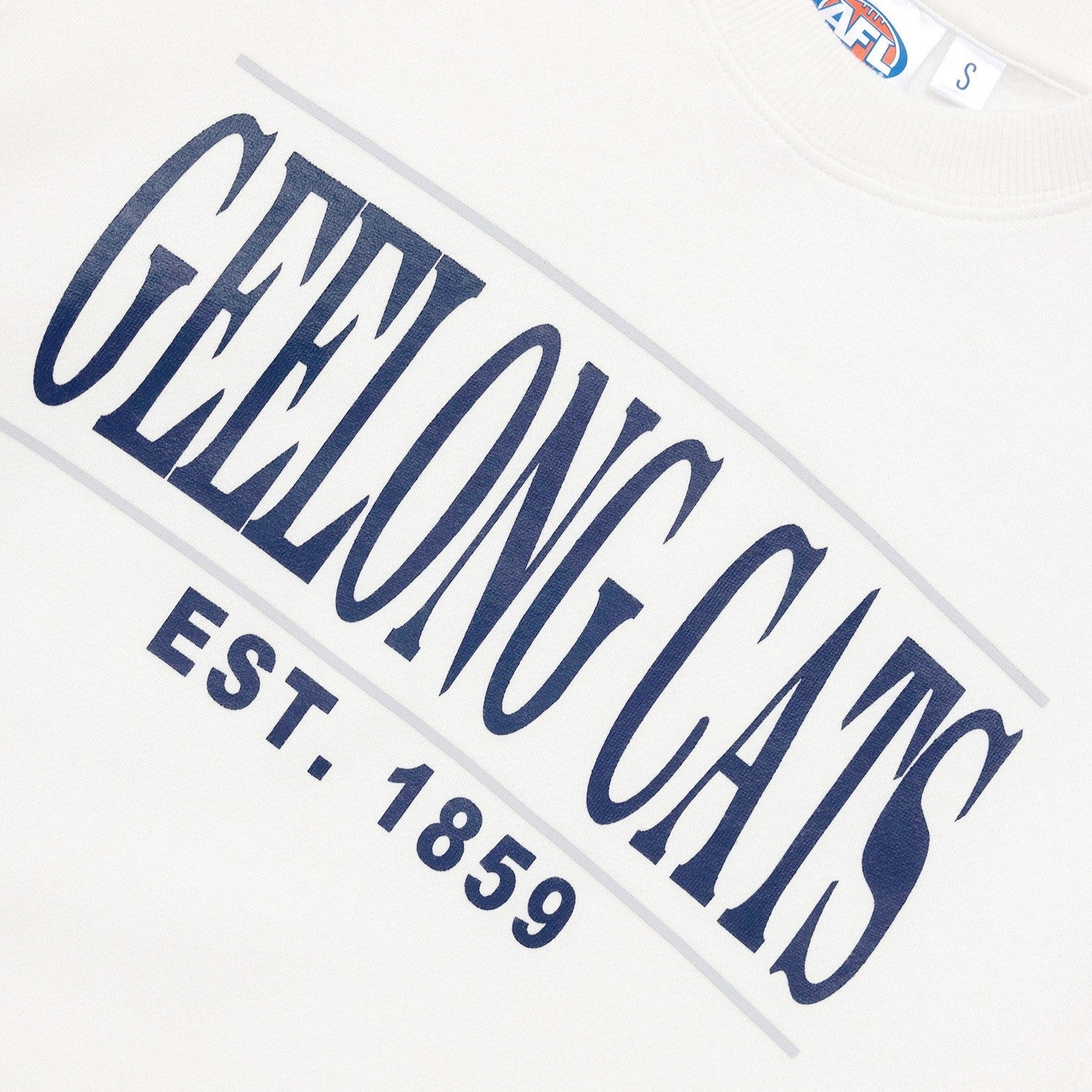Geelong Cats Womens Stripe Sleeve Crew - Image 3