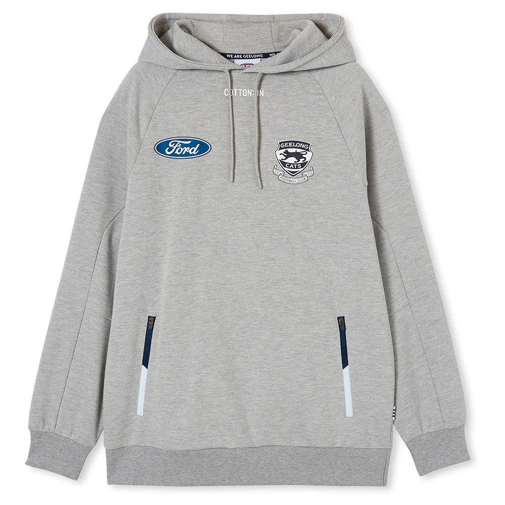 Geelong Cats 2024 Authentic Mens Grey Team Hoodie
