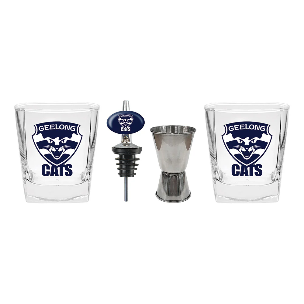 Geelong Cats Glasses, Jigger & Pourer
