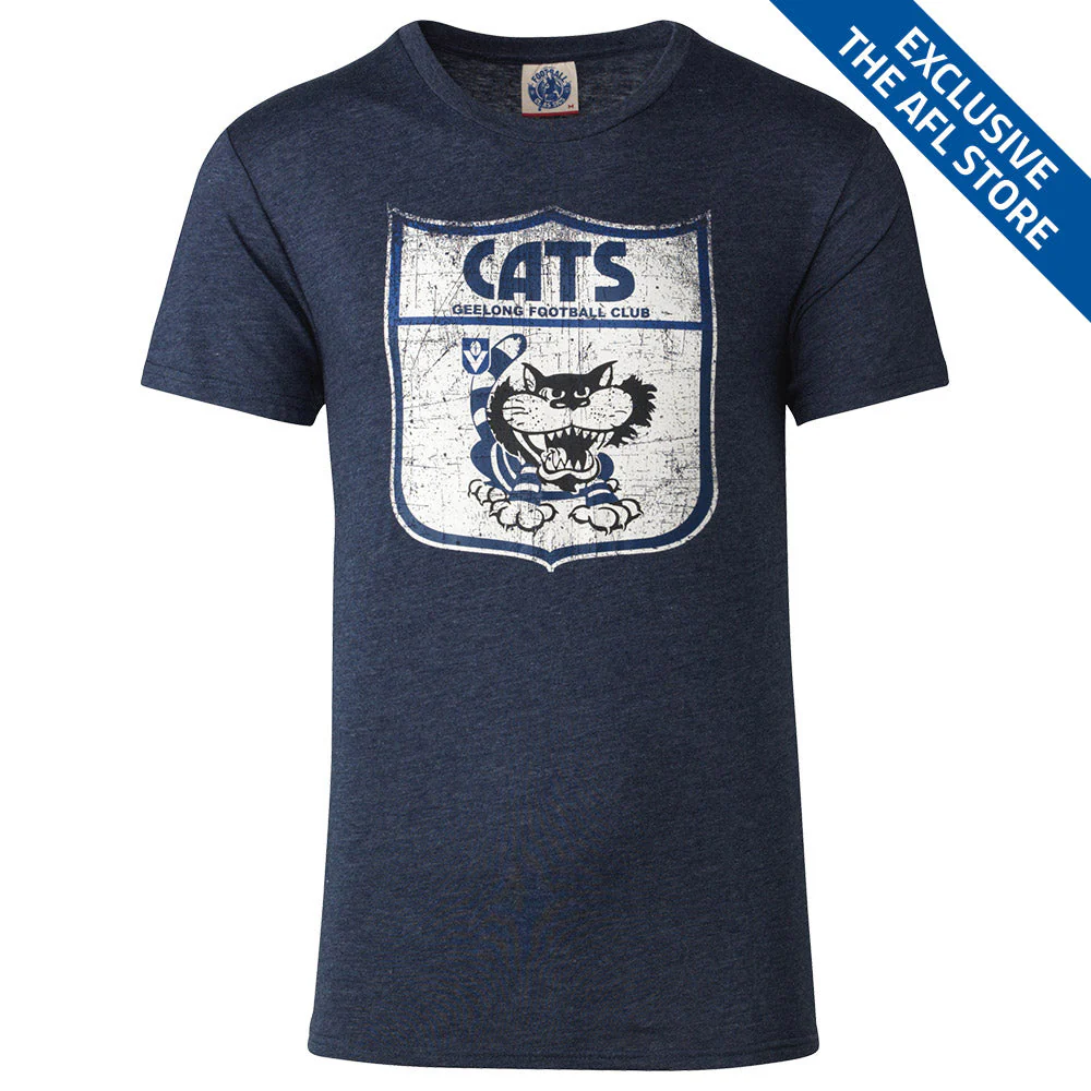 Geelong Cats Mens Retro Shield Tee - Image 3