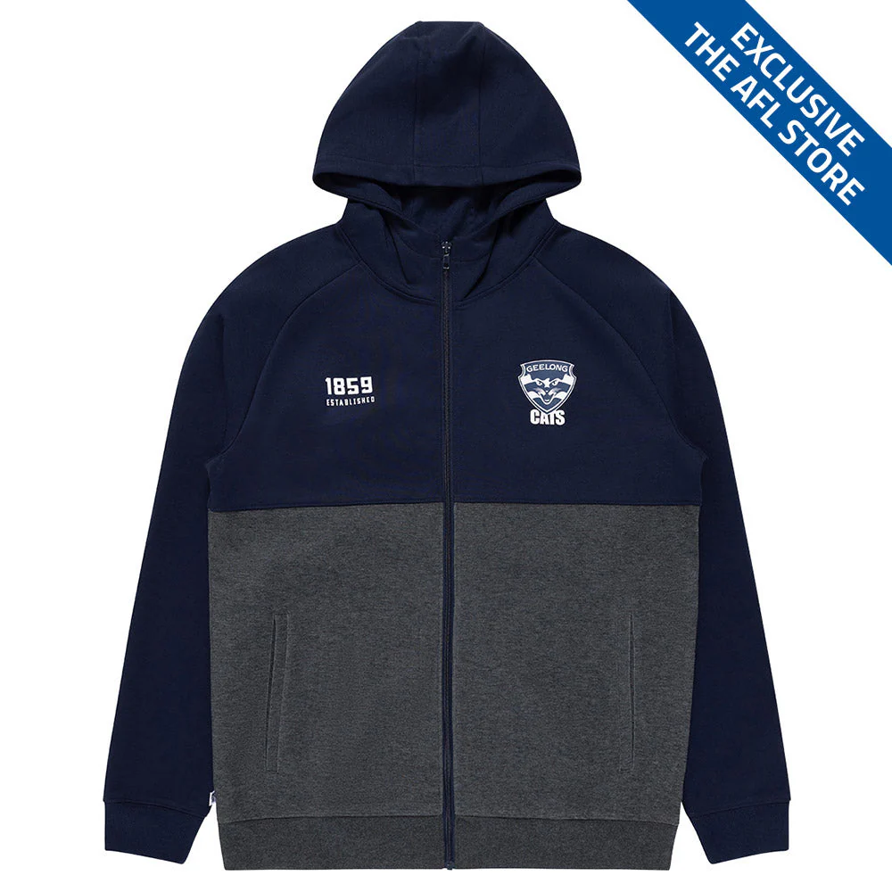 Geelong Cats Mens Zip Tech Fleece Hoodie - Image 6