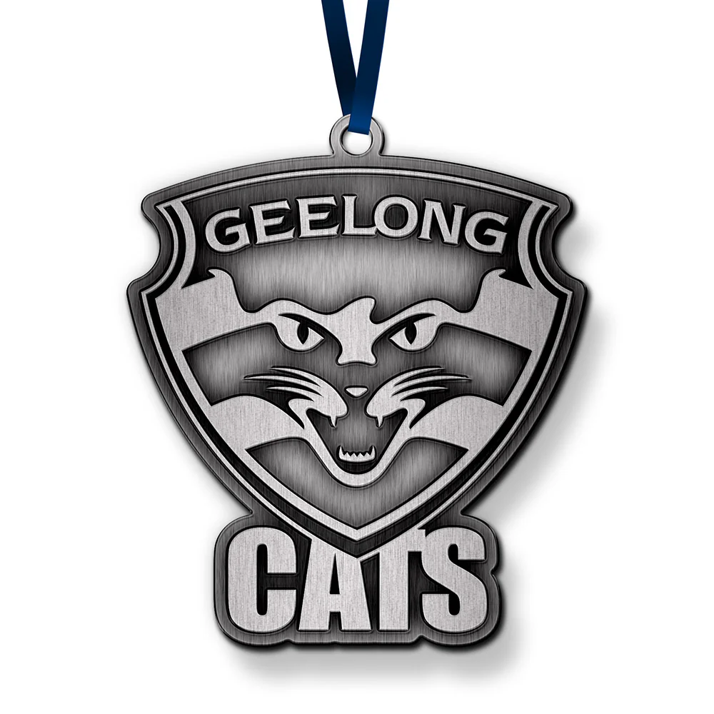 Geelong Cats Metal Christmas Baubles Ornaments