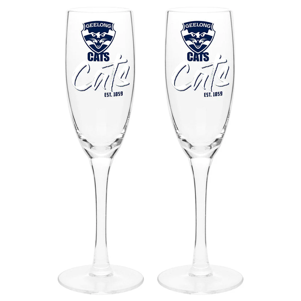Geelong Cats Set Of 2 Champagne Glasses - Image 2